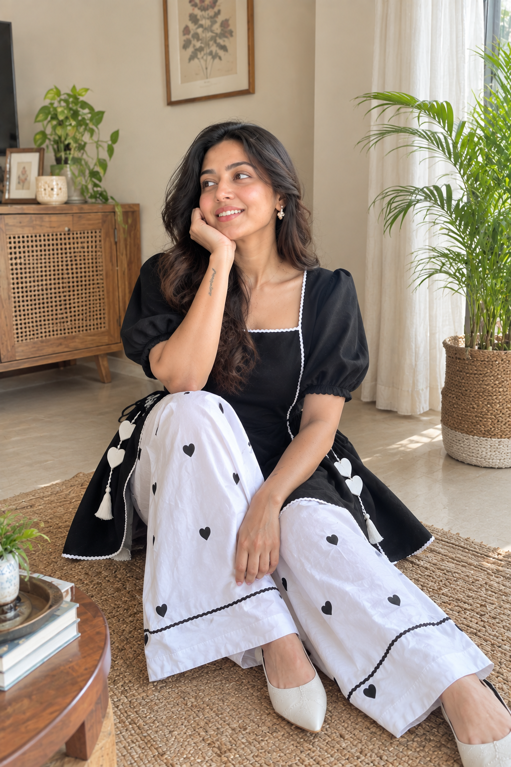 Black & White Heart Co-ord Set