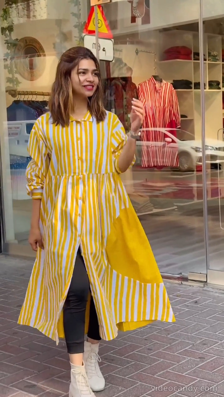 Yellow Strip Western Top