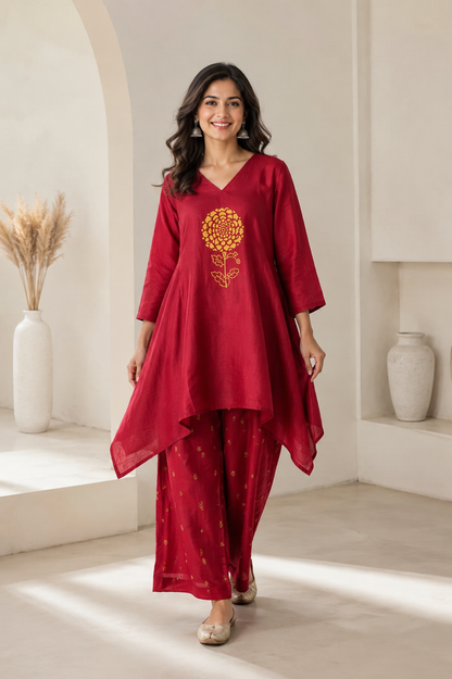 Royal Petal Linen Coord Set