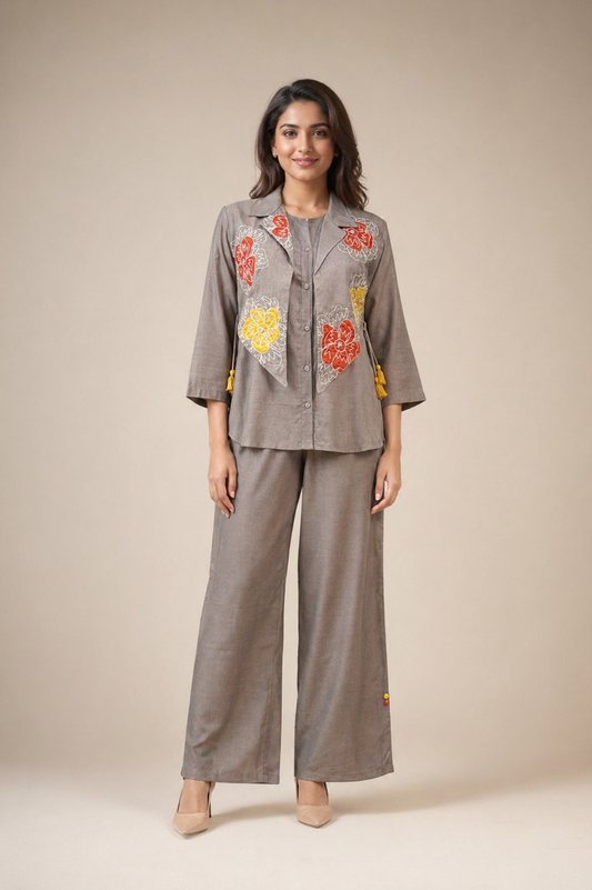Elegant Petal Denim Cord Set