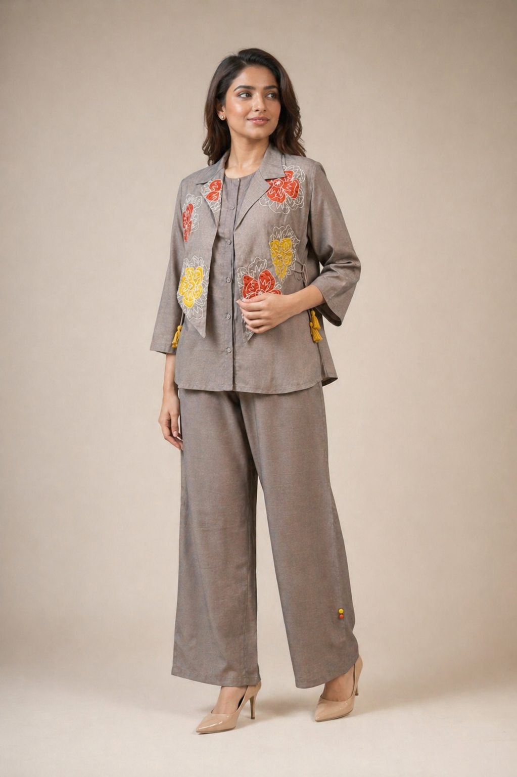 Elegant Petal Denim Cord Set