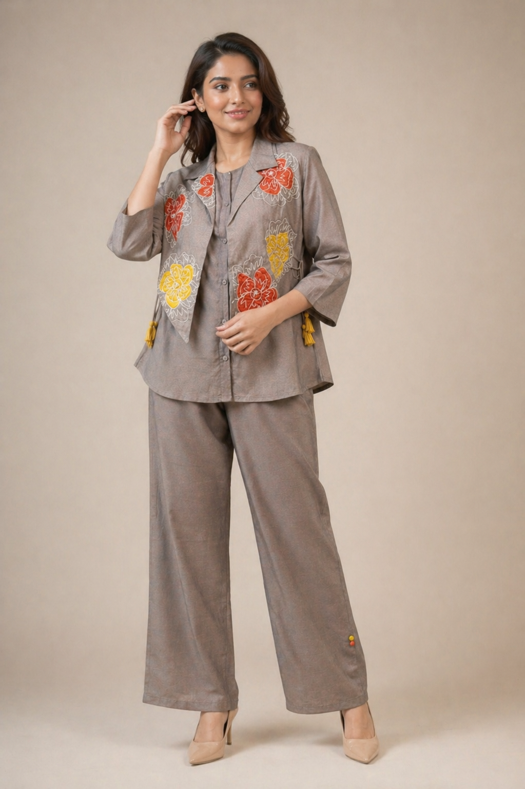 Elegant Petal Denim Cord Set
