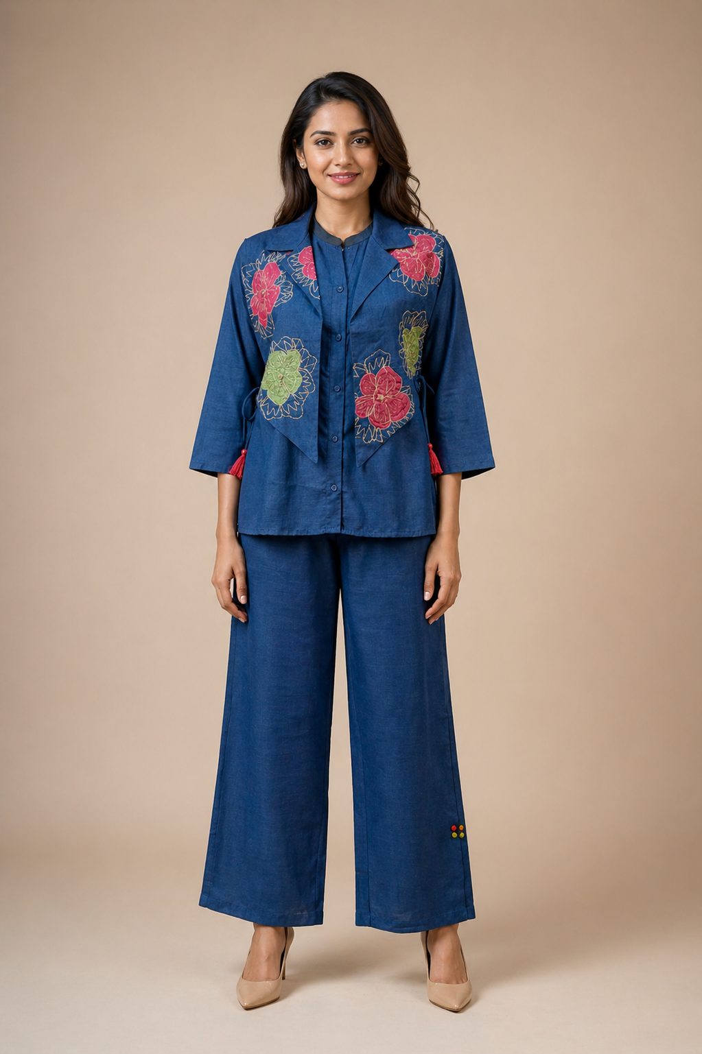 Elegant Petal Denim Cord Set