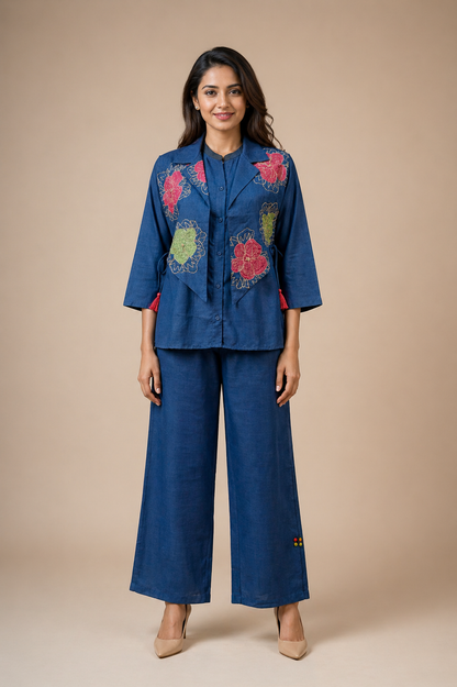 Elegant Petal Denim Cord Set