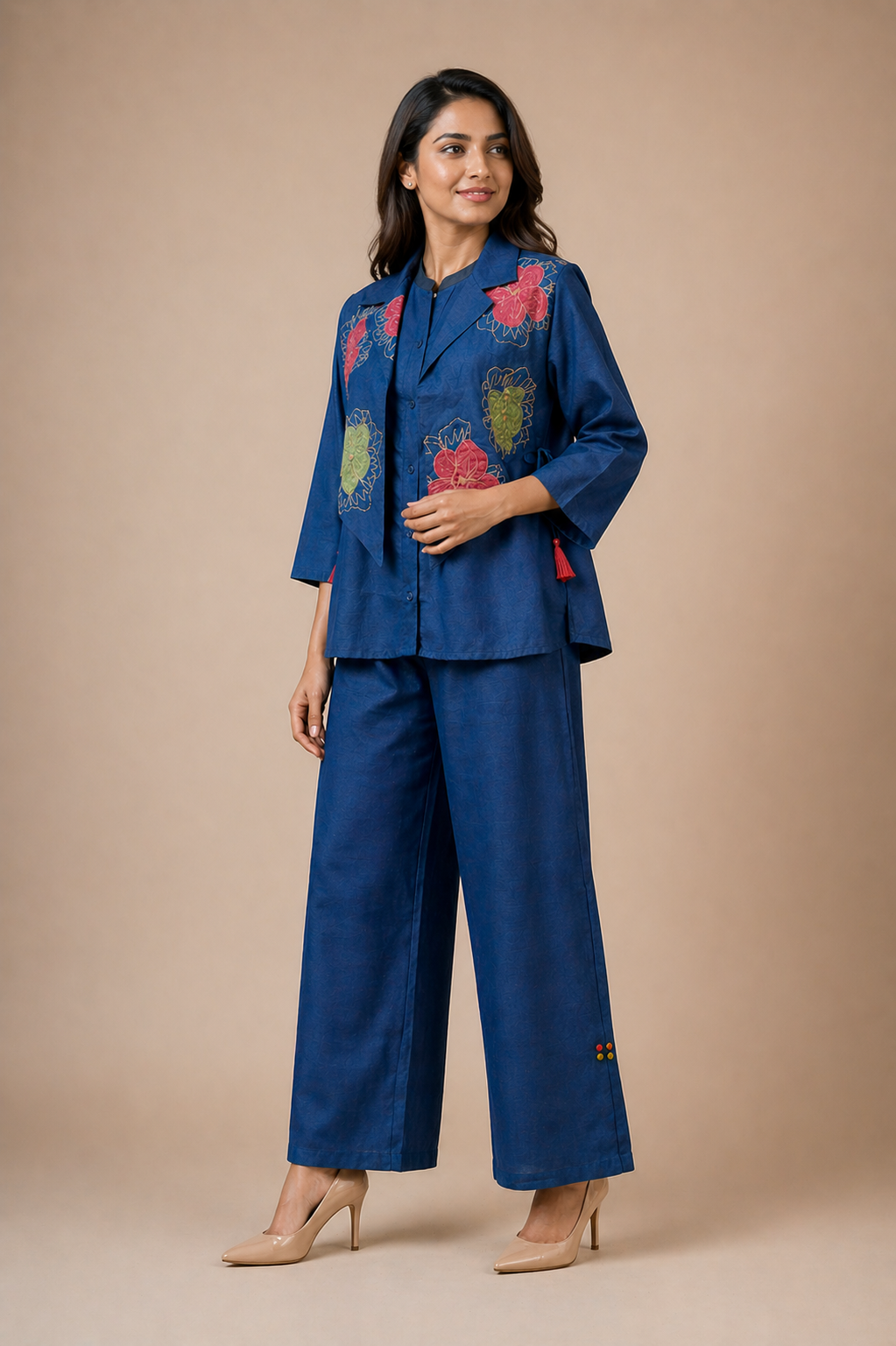 Elegant Petal Denim Cord Set