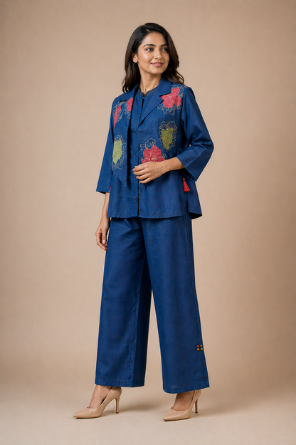 Elegant Petal Denim Cord Set