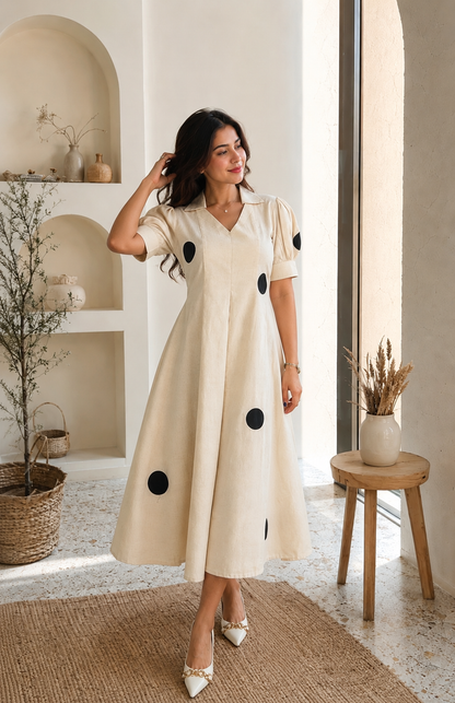 Summer Dots Cotton Midi Dress