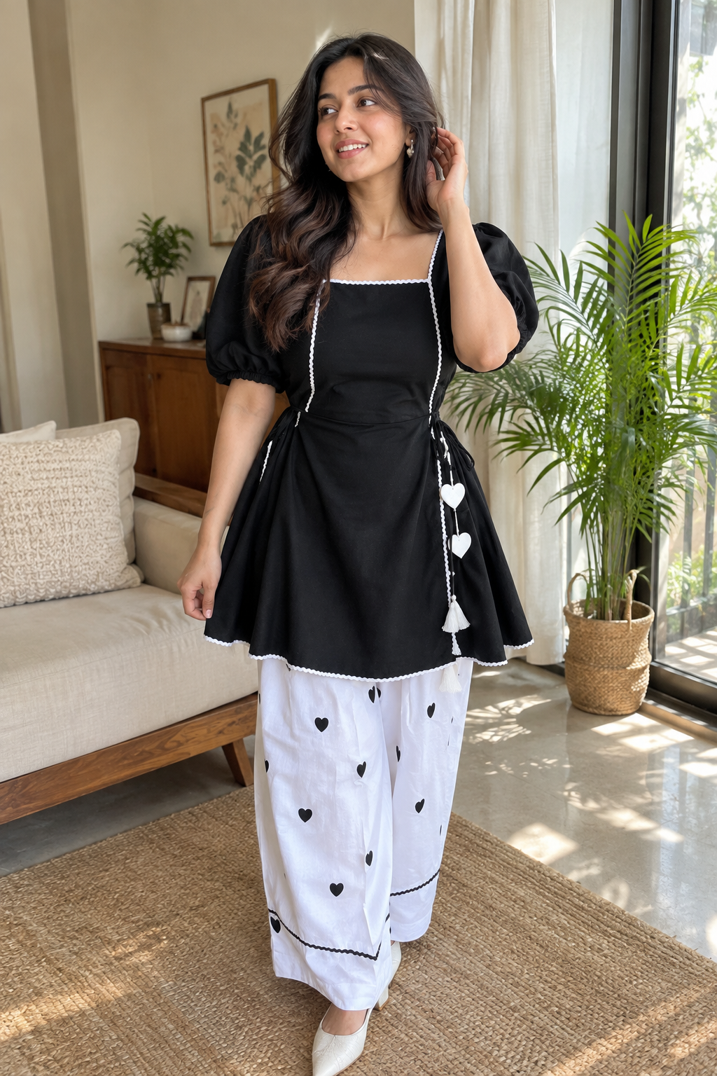Black & White Heart Co-ord Set
