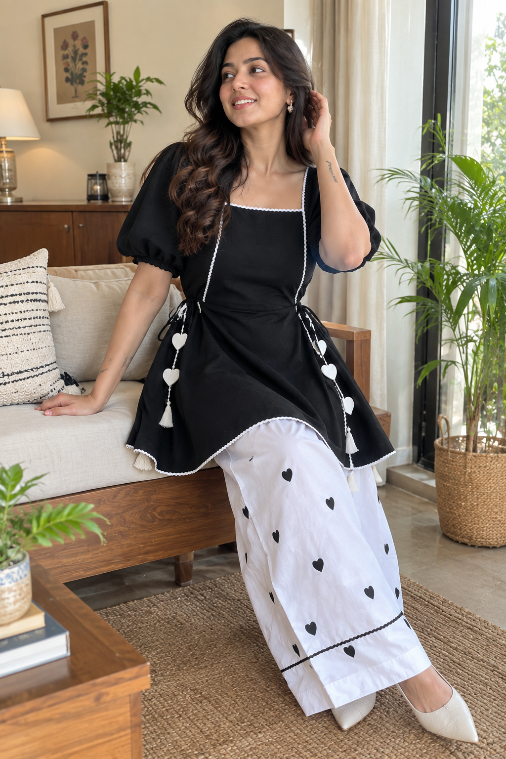 Black & White Heart Co-ord Set