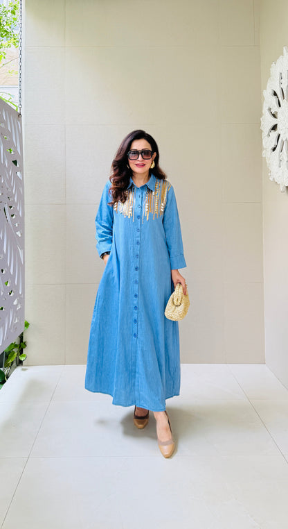 Denim Dazzle Midi Dress