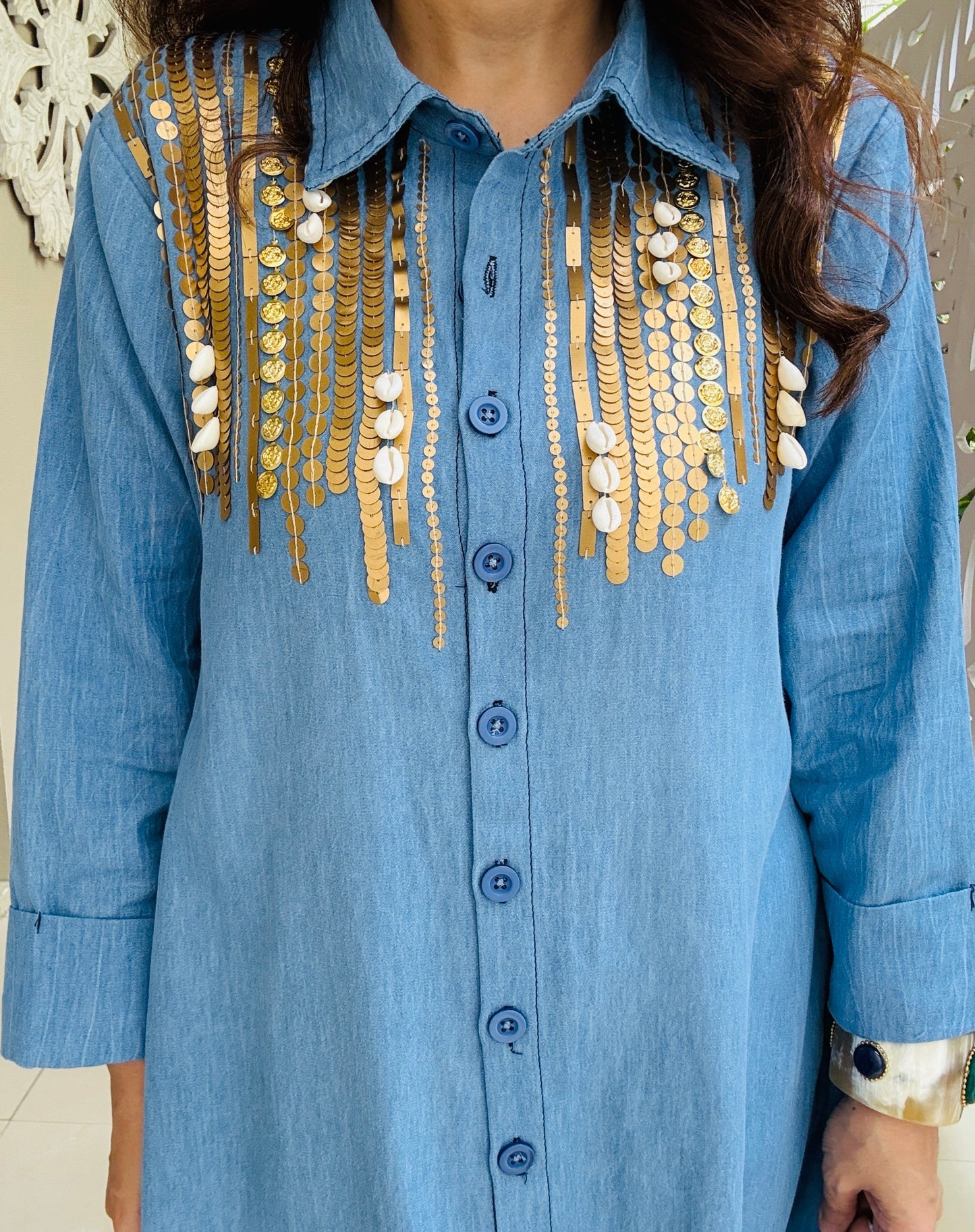Denim Dazzle Midi Dress