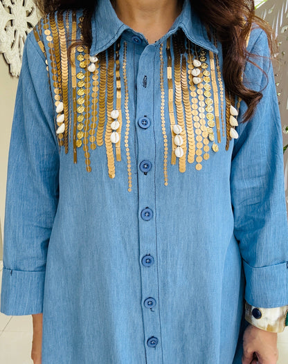 Denim Dazzle Midi Dress