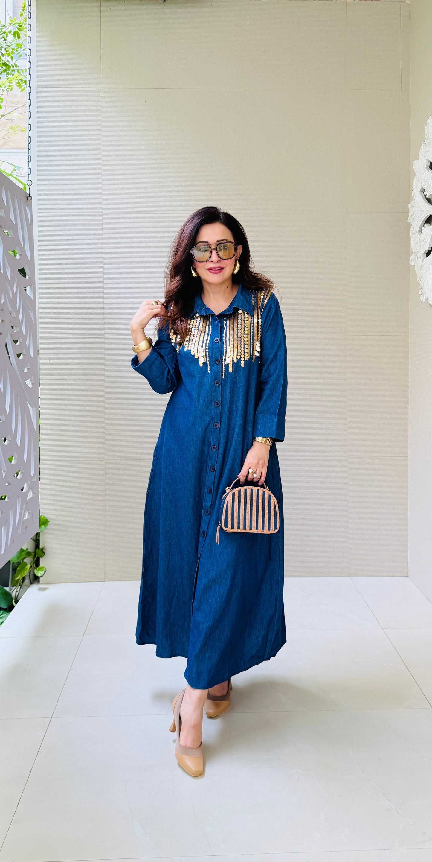 Denim Dazzle Midi Dress