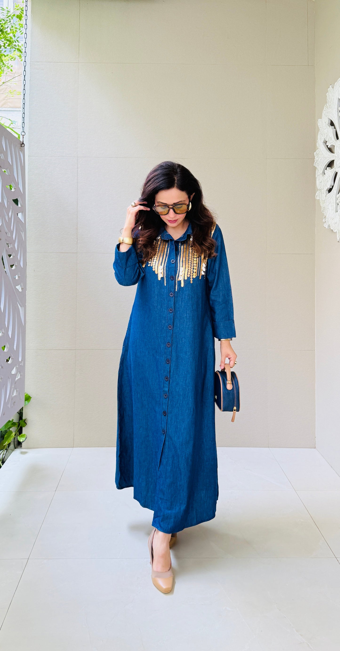 Denim Dazzle Midi Dress