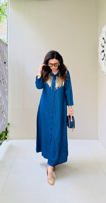 Denim Dazzle Midi Dress