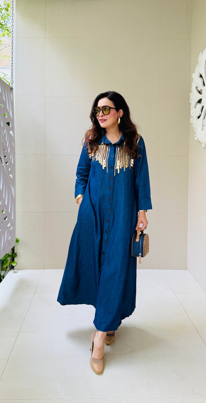 Denim Dazzle Midi Dress