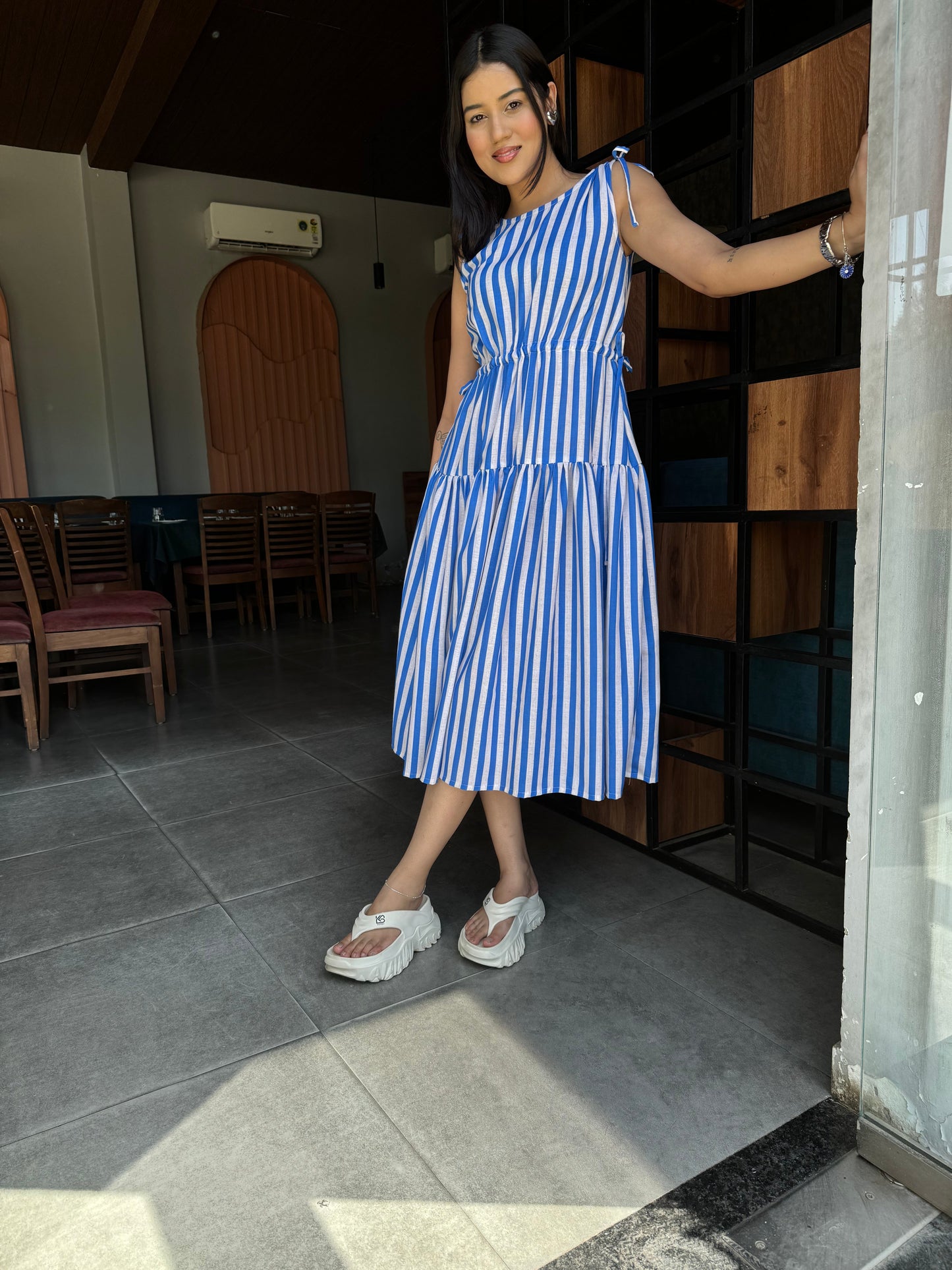 Cotton Candy Stripes Midi Dress