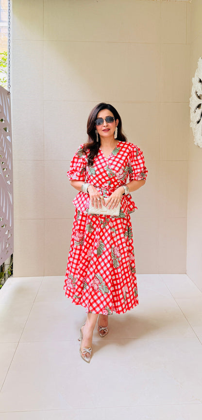 Floral Gingham Skirt Top