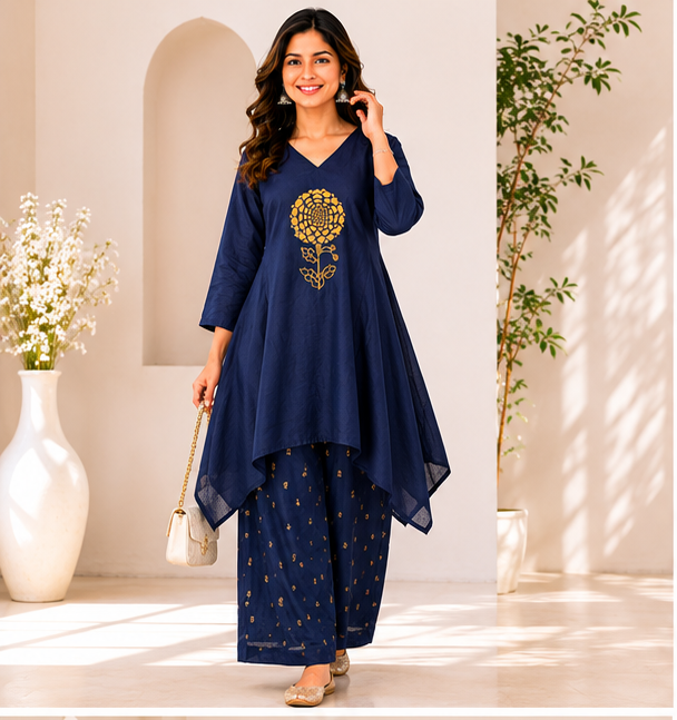Royal Petal Linen Coord Set