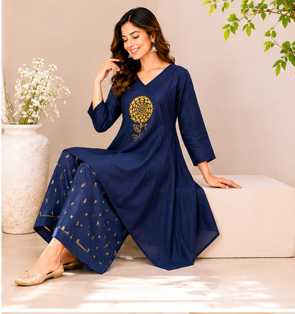 Royal Petal Linen Coord Set