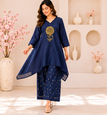 Royal Petal Linen Coord Set