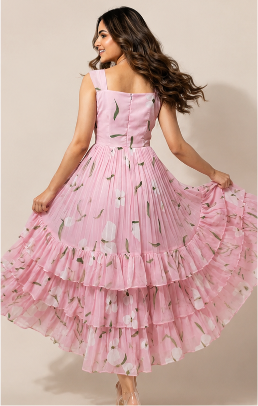 Pink Whisper Ruffle Dress